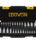 Beefy 32 Piece Hex Bit Socket Set With SAE And Metric Sockets, Hardened S2 Alloy Steel in rugged storage case