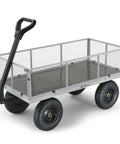 Heavy Duty Steel Utility Garden Cart Hauls Up To 1000 Pounds With Removable Sides 13 Inch Pneumatic Tires And Convertible Pull Or Tow Handle