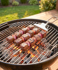 3 Way Grill Skewers With Push Off Slider 14.7 Inch Stainless Steel Kabob Sticks For Grilling Multiple Pieces Non Spin Design