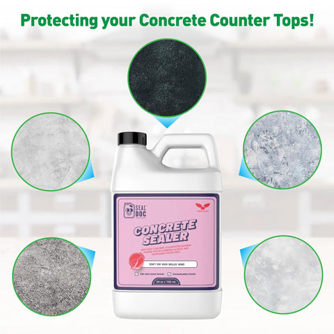 Bottle of Concrete Countertop Sealer 750ml Satin Finish Water Based Formula That Is Food Safe And Non Toxic VOC Free