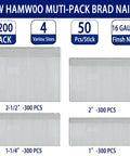 Rock Solid 16 Gauge Stainless Steel Finish Nails One Inch Through Two And A Half Sizes 1200 Count packed in various sizes with 50 pieces per stick.