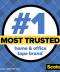 Image showing Scotch brand #1 most trusted home & office tape brand logo on blue plaid background.