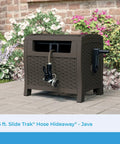 Wicker Style Hose Hideaway With 175 Ft Resin Hose Reel Java Outdoor Garden Reel With Slide Trak Guide And Crank Handle