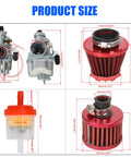 VM22 Carburetor Kit Replacement For Predator 212cc 196cc 224cc Engines product components and dimensions display