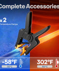 Digital HVAC Manifold Gauge Set accessory showing temperature clamps with -58°F to 302°F range for accurate pressure and temperature readouts