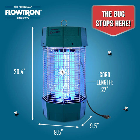Beefy Two Acre Outdoor Bug Zapper with Dual Lure, 120W UV Light, Octenol Attractant, 5600V Kill Grid, 20.4-inch size, Made in USA