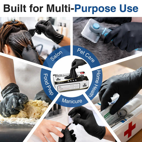 Black Nitrile Exam Gloves Large 5 Mil Disposable Protective Gloves Box Of 100 for versatile use in various settings