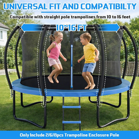 Dang Sturdy Trampoline Replacement Curved Net Poles With Plush Foam Sleeves Fits Eight To Sixteen Foot Frames on backyard trampoline with kids.