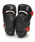 Weight Dispersion Foam Pro Grade Knee Pads With Thigh Stabilization For Floor And Roof Projects Built Tough Poly Shell And 1680D Lining Adjustable Fit For All Day Comfort One Pair displayed front facing in black and red.