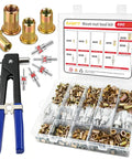 490-Piece SAE Nutsert Rivet Nut Kit With Hand Setter, Pro Grade, Grab-And-Go, includes inserts, setter tool, and case.