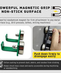 Heavy Duty Magnetic Chuck Key Holder 2 Pack Hella Secure Mounts On Drill Presses Lathes And Mills With Greaseproof Teflon Coat, displayed with neodymium magnets.