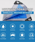 Two Pack 3 By 4 Feet Waterproof Tarp Set 7.5 Mil Heavy Duty Poly Tarpaulin Multipurpose Outdoor Cover with metal grommets