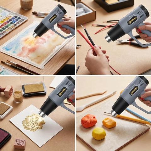 Powerful Dual Temperature Heat Gun With 572F And 1112F Settings Overload Protection Four Nozzles 900 To 1300W Hot Air Tool in crafting use