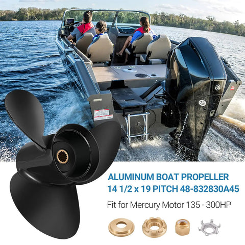 Beefed Up Aluminum Boat Propeller 14 1/2 X 19 Pitch 48-832830A45 For Outboard Engines 135 300HP And Alpha One Bravo One 15 Spline Right Hand Hub Kits Included Today