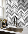 Peel And Stick Black And White Boho Geometric Textured Self Adhesive Wallpaper For Bathroom Decor Dope Look Easy To Install