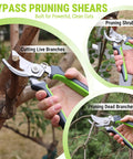 Image of Two Piece Garden Pruning Set Featuring An 8.5 Inch Bypass Pruning Shear And 6.25 Inch Precision Snip used for cutting branches