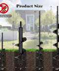 Go-To 4 Pack Garden Auger Drill Bits For Planting Set Includes 1.6x8.6 In 3x12 In 2x14.5 In And 2.6x16.5 In Fits 3/8 Inch Hex Drill Drivers