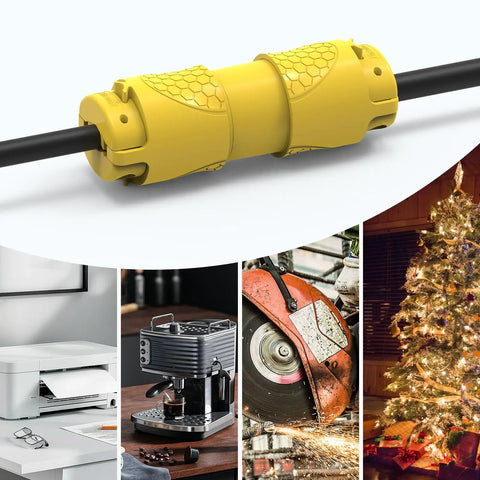 Close-up of yellow quick connect terminal from Electrical Replacement Plug And Connector Set For Extension Cords 15A 125V Straight Blade