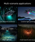 Color Changing LED Landing Gear For DJI Neo 2 Drones With Rechargeable Night Lighting demonstrating multi-mode illumination.