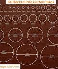 Pro Grade Leather Circle Cutter Tool Set 34-Piece Circle Punch Kit For DIY Leathercrafts showing punches from 1mm to 60mm sizes.