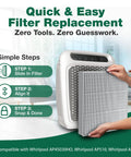 Person holding Top Rated HEPA Air Purifier Replacement Filter For Kenmore Units 83200 83202 83230 83354 83355 And 295 Series