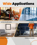 Image showcasing wide applications including vehicle modification, handrails, furniture frames, and industrial guards.