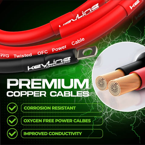 Premium copper cables for Dual Battery Isolator Kit 12V With 140 Amp Voltage Sensitive Relay.