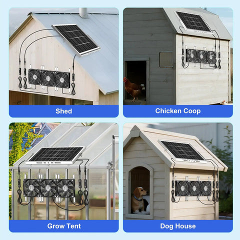 Five Point Five Inch Solar Chicken Coop Fans Kit 3 Pack 30W Solar Exhaust And Intake Fans For Greenhouses Outdoor Sheds Dog Houses Waterproof Ventilation Air Circulation And Cooling