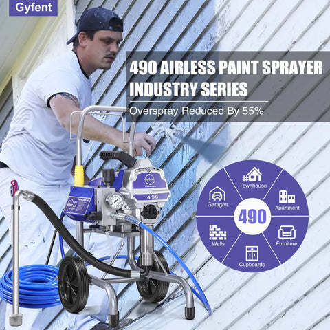 Real Deal Airless Paint Sprayer 1300W Electric House Paint Gun With 3300 Psi Adjustable Pressure And 0.6 Gpm Rapid Flow used for outdoor wall painting.