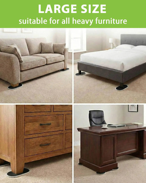 Heavy Duty Furniture Sliders For Carpet And Hardwood Floors, 12 Pack, 6 X 3.5 Inch Reusable Moving Pads For Couch Bed Dresser Table And Other Big Pieces, Beige Color For A Super Slick Glide Across Carpet And Wood Floors