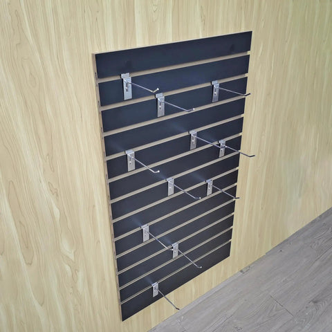 24 By 40 Inch Black Slatwall Panel For Home Garage And Retail Display, Flexible Wall Organizer With Hooks Installed