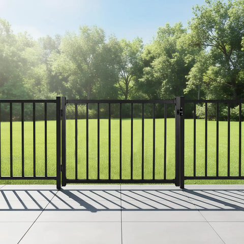 Tough As Nails Aluminum Deck Gate With Self Closing Hinge And Rust Proof Latch Setup For Screen Porch Fence, 36 inch opening.