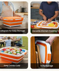 Two Pack 8L Collapsible BBQ Prep Tub With Upgraded Locking Lid Multifunction Camping Cutting Board And Meat Storage Container in use