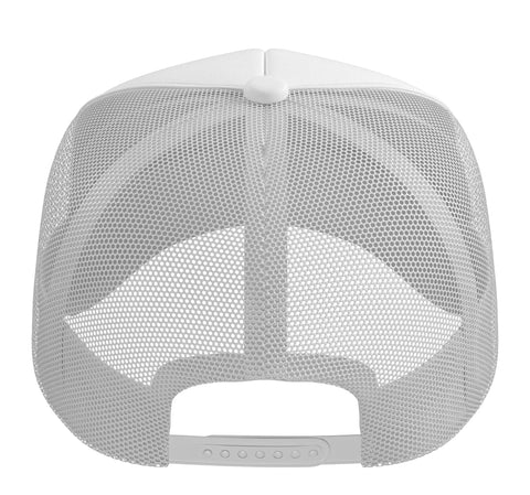 Back view of CNC Tools Vise Gauge Square Set Edge Machinist Trucker Hat With Adjustable Mesh Back, white mesh cap for adults.