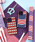 Independence Day USA Flag Sublimation Transfer Paper 10 Sheets 12x10 For DIY Mugs Tumblers Key Chains And T Shirts Perfect For 4th Of July Crafts And Easy To Cut Ready To Print Designs For Your Creative Projects, featuring tools and cases.