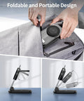 3 In 1 Magnetic Wireless Charging Station With MagSafe Foldable Travel Charger Stand in backpack and on desk.
