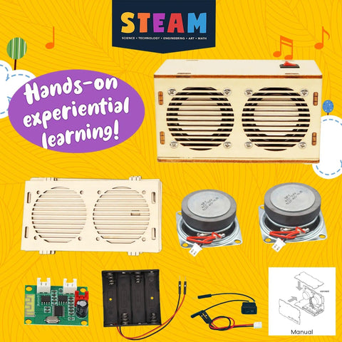 Bluetooth Speaker Kit For Kids And Teens, Kid Friendly Hands On STEM Project That Teaches How Speakers Work, Wooden Build