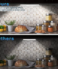 Comparison of Dope 86 LED Wireless Closet Lights with remote, showing bright and wide coverage on kitchen counter.