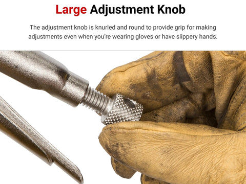 Gloved hand adjusting 5 Inch Straight Jaw Locking Pliers With Pull To Release Lever For Welding And Assembly One Hand Clamp