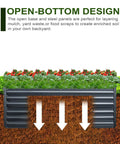 Heavy Duty Metal Raised Bed Garden Kit 8x4x2 Ft Galvanized Planter Boxes with open-bottom design for enhanced soil enrichment.