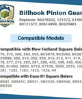 Diagram showing Knotter Bill Hook Pinion Gear Replacement For New Holland And Case IH Square Balers 570 575 580 compatibility