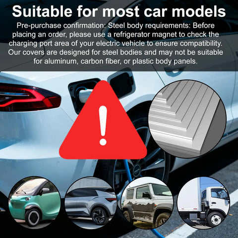 Secure Your EV Setup With This Beefy Charger Port Cover Boasting Double Magnetic Seals To Lock Out Rain Snow And Road Grime large fit for steel bodied vehicles.