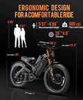 Image of Rugged Badass Full Suspension Electric Bike For Adults with ergonomic design, dimensions, and specifications.
