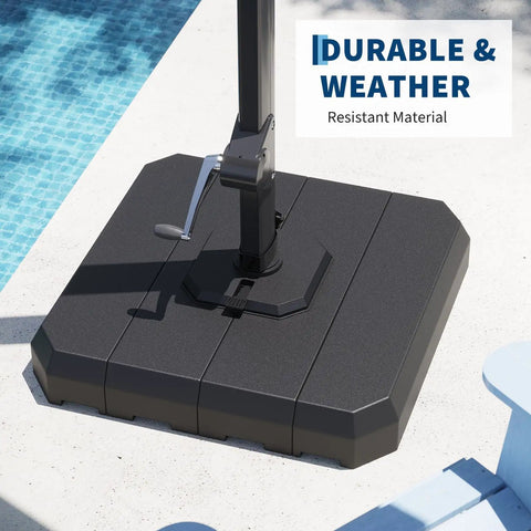 Heavy Duty 4 Piece Patio Umbrella Base For 10 To 15 Foot Cantilever Umbrellas 330 Lb Capacity Built To Last Fill With Water Or Sand