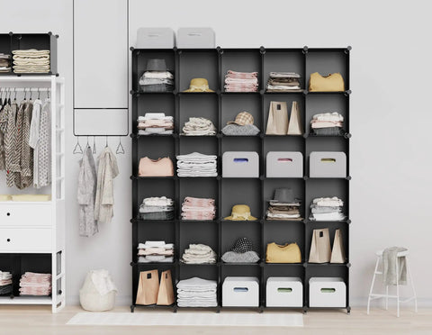 Nine Cube Closet Organizer Set Portable Storage Shelves For Clothes And Toys Durable Metal Frame With ABS Connectors 11 Inch Cubes
