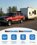 Red SUV towing camper using Built To Last 1.98 Inch Trailer Axle Dust Caps Zinc Plated Hub Bearing Dust Cap For 2000 To 3500 Pound Axles Fits Dexter EZ Lube Trailer Camper RV Boat Wheel Center Grease Cover.