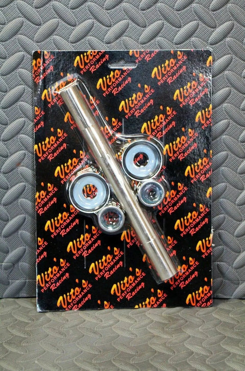 Yamaha Banshee Front Swingarm Bearings Rebuild Kit With Pivot Sleeve And Tube 9 Piece Direct Fit Upgrade For 1987-2006 ATV Includes Pivot Tube And Needle Bearings For A Solid Beefed Up Ride. Silver pivot tube with two bearings and seals on packaging