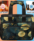 Decorative Insulated Picnic Backpack With Lunch Box For Women And Men, blue pattern, keeps food warm or cold, tote style, spacious