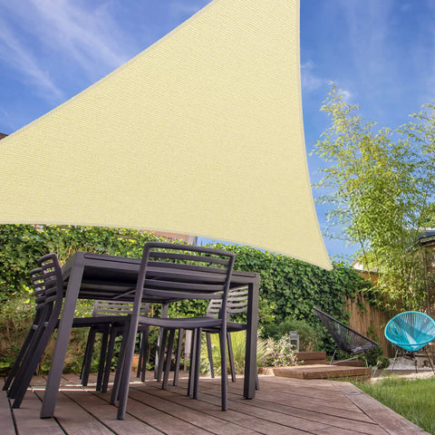 Triangle Shade Sail Canopy for Outdoor Patio Garden, 5 x 5 x 5 Feet, 185 GSM Fabric, 95 Percent UV Block over patio