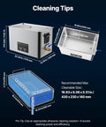 40kHz 30L Ultrasonic Cleaner With Digital Display And 480W Stainless Steel Heavy Duty Pro Grade Cleaning Machine For Carburetors Watch Parts Airbrush Tips And Small Hardware Includes Cleaning Basket For Deep Precise Cleaning, size guide view